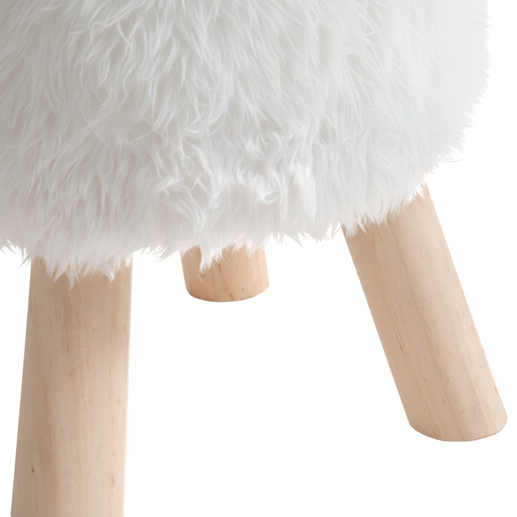 Sgabello pouf similpelliccia con poggiapiedi