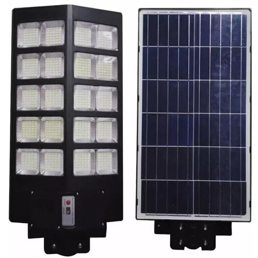 Lampione Solare LED Esterno con Staffa - 1200W, 840 LED, 18000mAh, Telecomando e Sensore di Movimento