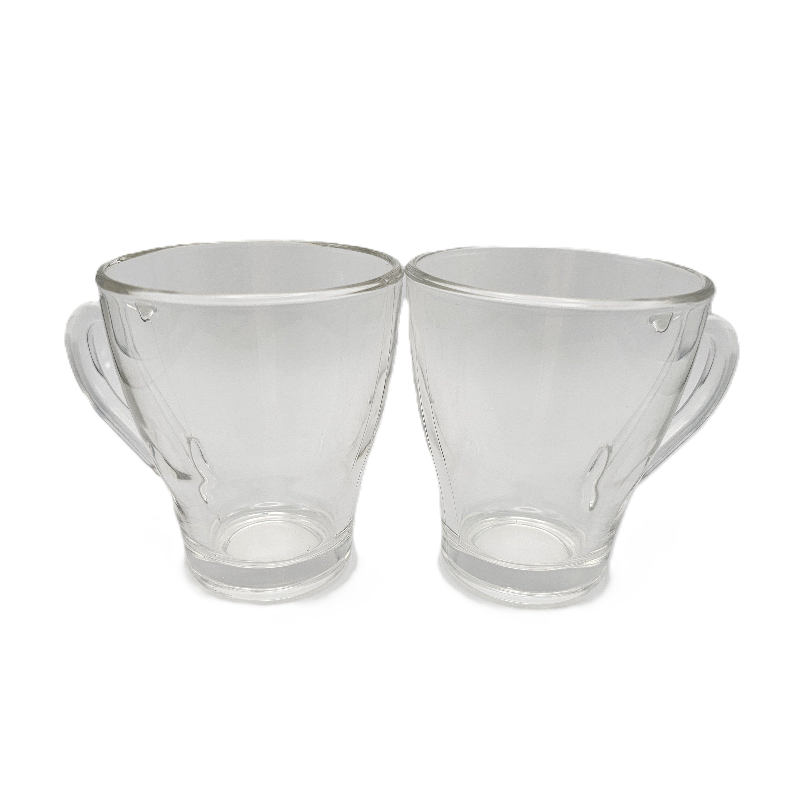 Set 2 Tazze in Vetro Trasparente per Tea, Cappuccino, Cioccolato Caldo - Design Moderno