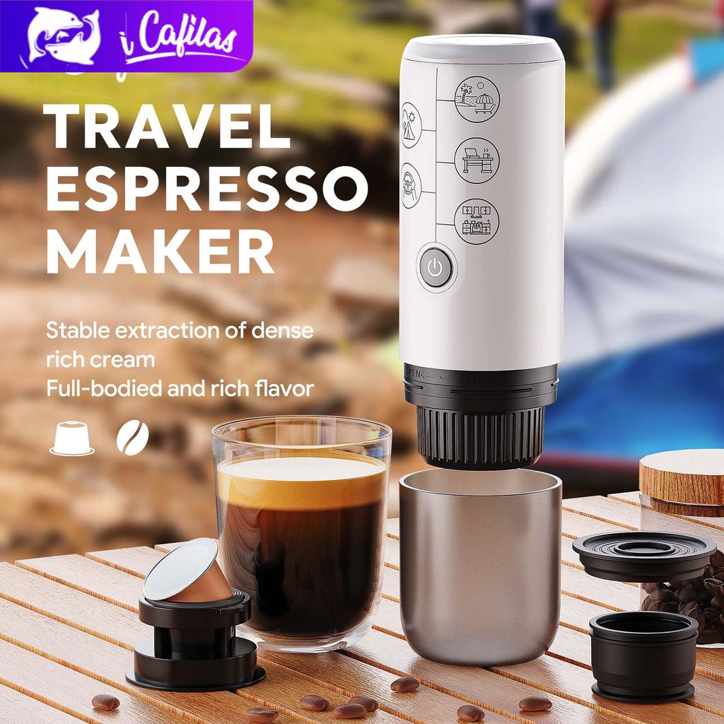 Macchina da Caffè Espresso Portatile 3-in-1 i Cafilas, 17 Bar, Compatibile Nespresso, Dolce Gusto e Caffè in Polvere | Batteria 2600mAh, USB-C, Senza Funzione di Riscaldamento