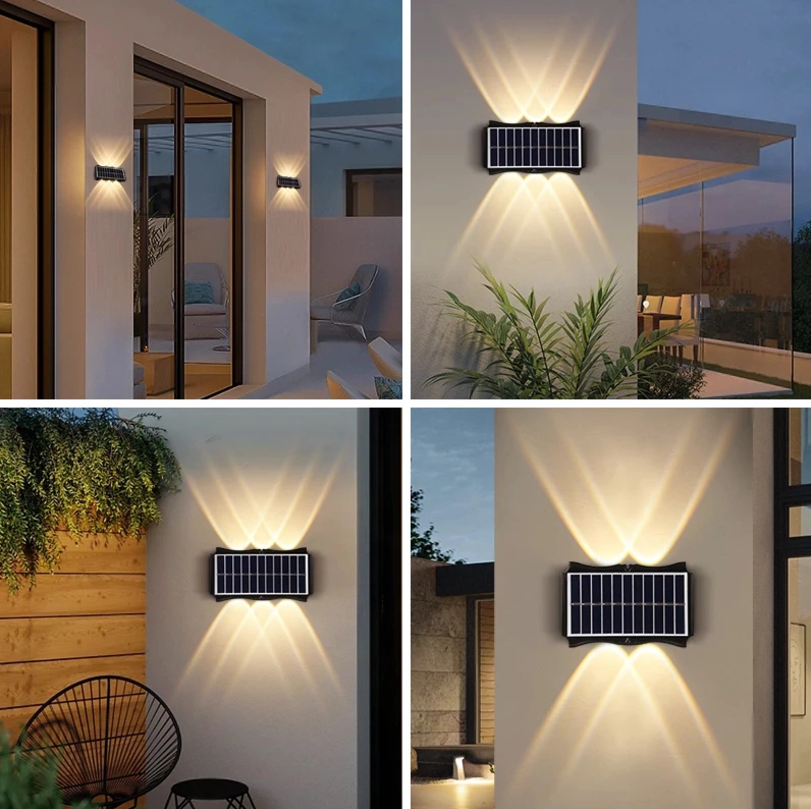 Lampada Solare da Parete con 8 LED Ideale per Giardino