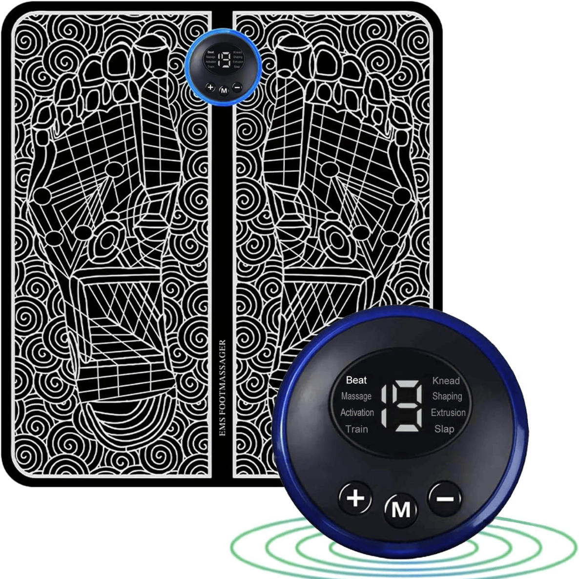 Elettrostimolatore Plantare EMS Piedi – Massaggiatore Elettrico con 6 Modalità, 10 Livelli di Intensità, Infrarossi e Vibrazione