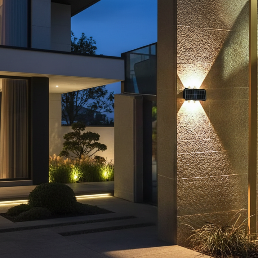 Lampada Solare da Parete con 10 LED, Luce Fredda , per Esterni Giardino