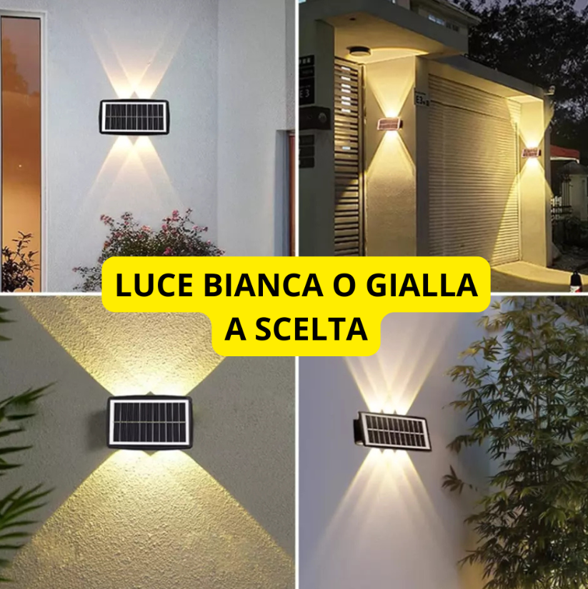 Lampada Solare da Parete con 10 LED, Luce Fredda , per Esterni Giardino