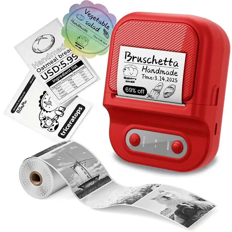 Stampante Termica Wireless 2" per Etichette e Codici a Barre | Bluetooth/USB | Portatile, Alta Qualità 203 DPI, Batteria 1100mAh | Stampa 20-50mm | Per Casa, Ufficio, Piccole Imprese e Fai-da-Te