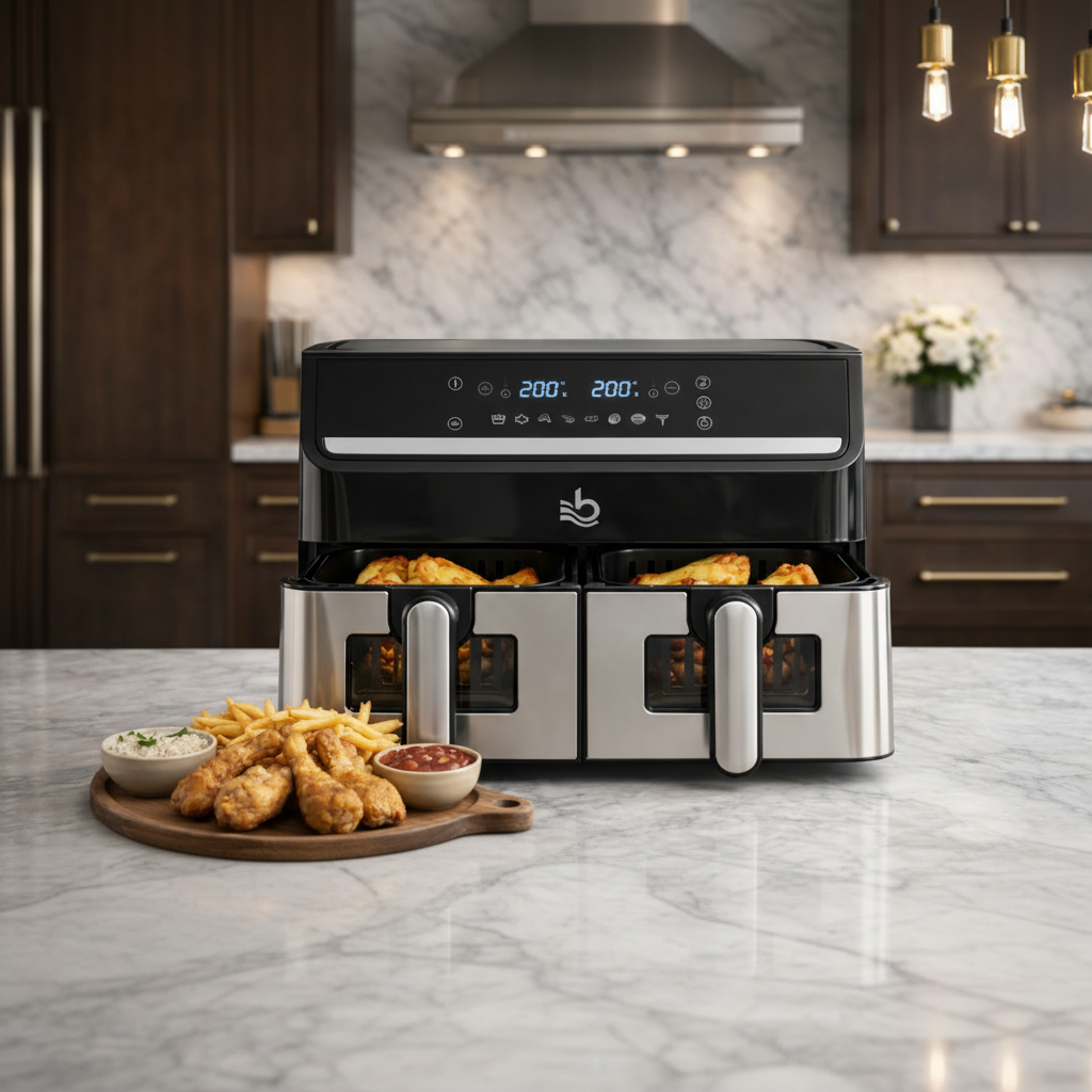 Friggitrice ad Aria XXXL - 2000W Doppio Cestello 15L (7,5L + 7,5L) – Controllo Indipendente