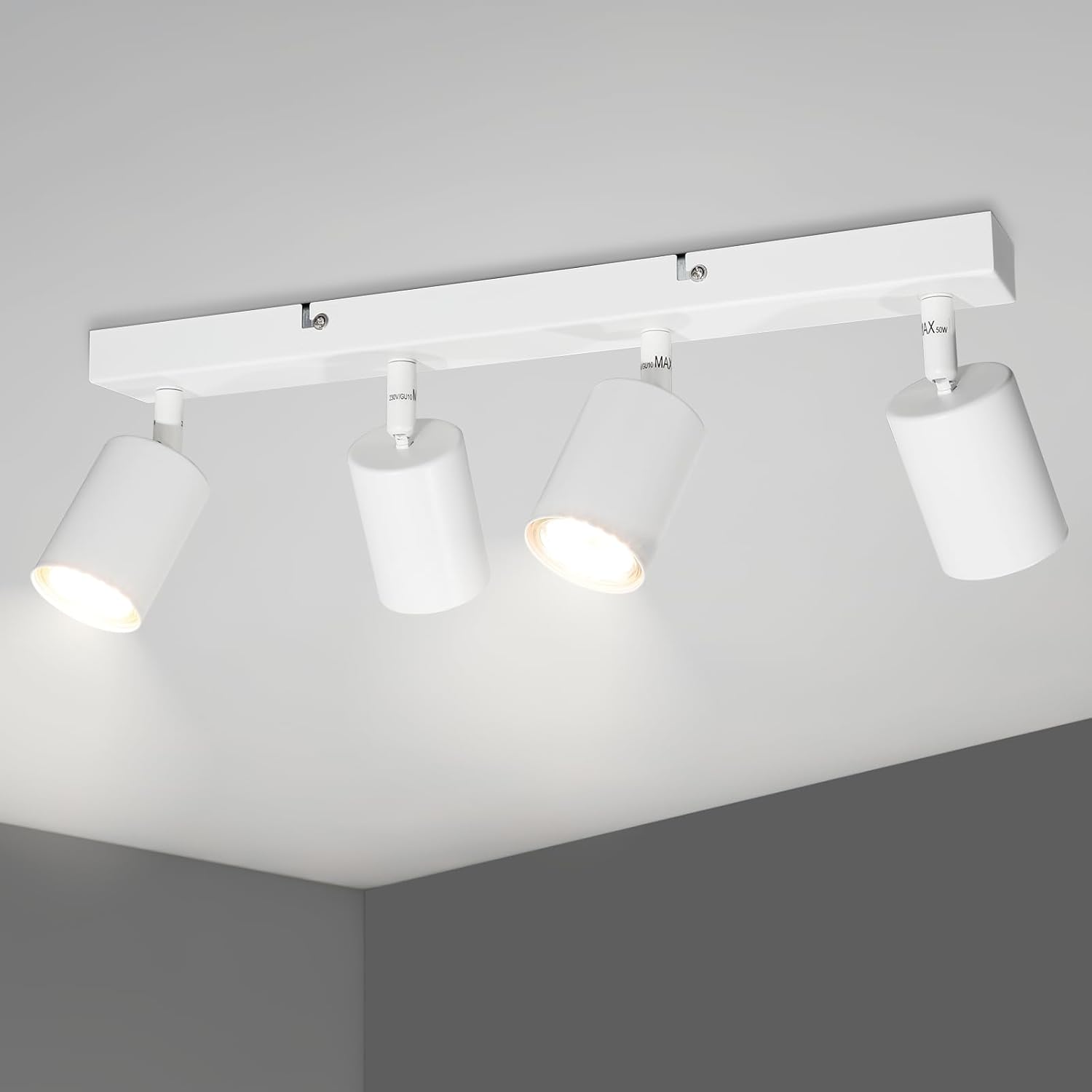 Barra Faretti Orientabili 4 Luci Moderno Plafoniera Soffitto Parete