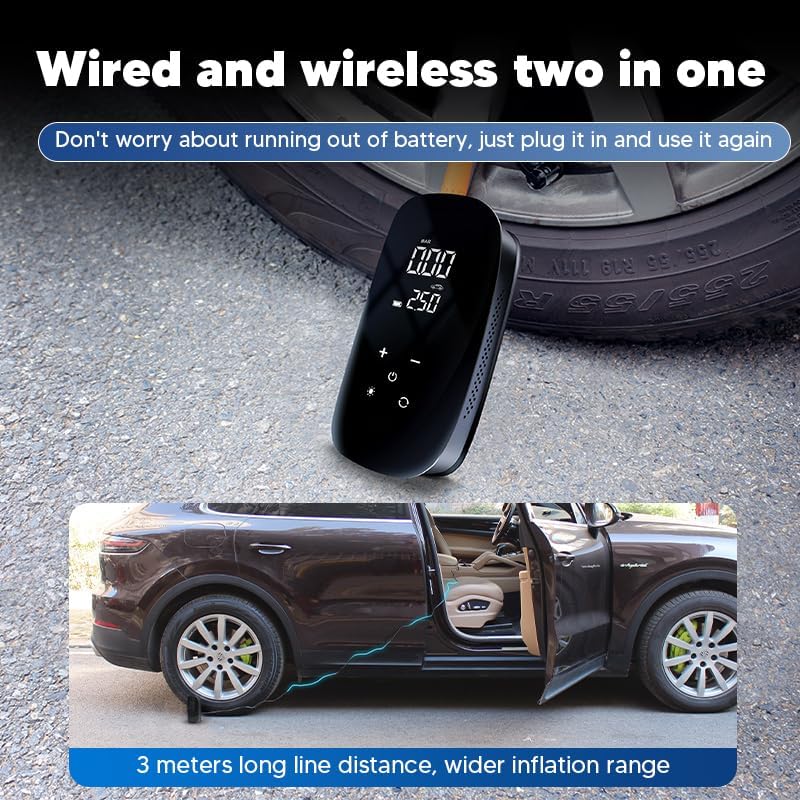 MINI COMPRESSORE ARIA PORTATILE 150 PSI – GONFIATORE RICARICABILE CON DISPLAY DIGITALE