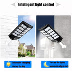 Lampione Solare LED Esterno con Staffa - 1200W, 840 LED, 18000mAh, Telecomando e Sensore di Movimento