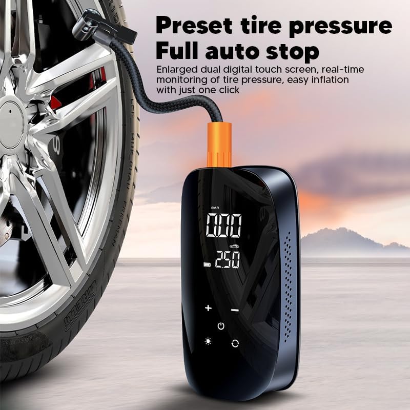 MINI COMPRESSORE ARIA PORTATILE 150 PSI – GONFIATORE RICARICABILE CON DISPLAY DIGITALE