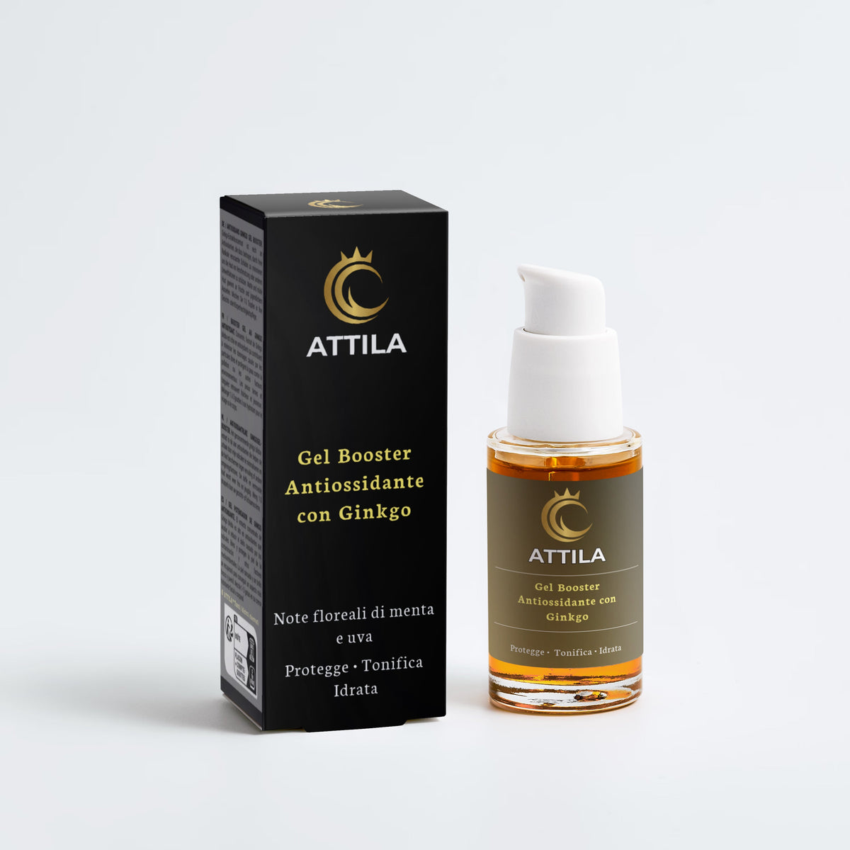 ATTILA | Booster Gel Antiossidante, Rivitalizzante e Idratante con Ginkgo Biloba e Tè Verde