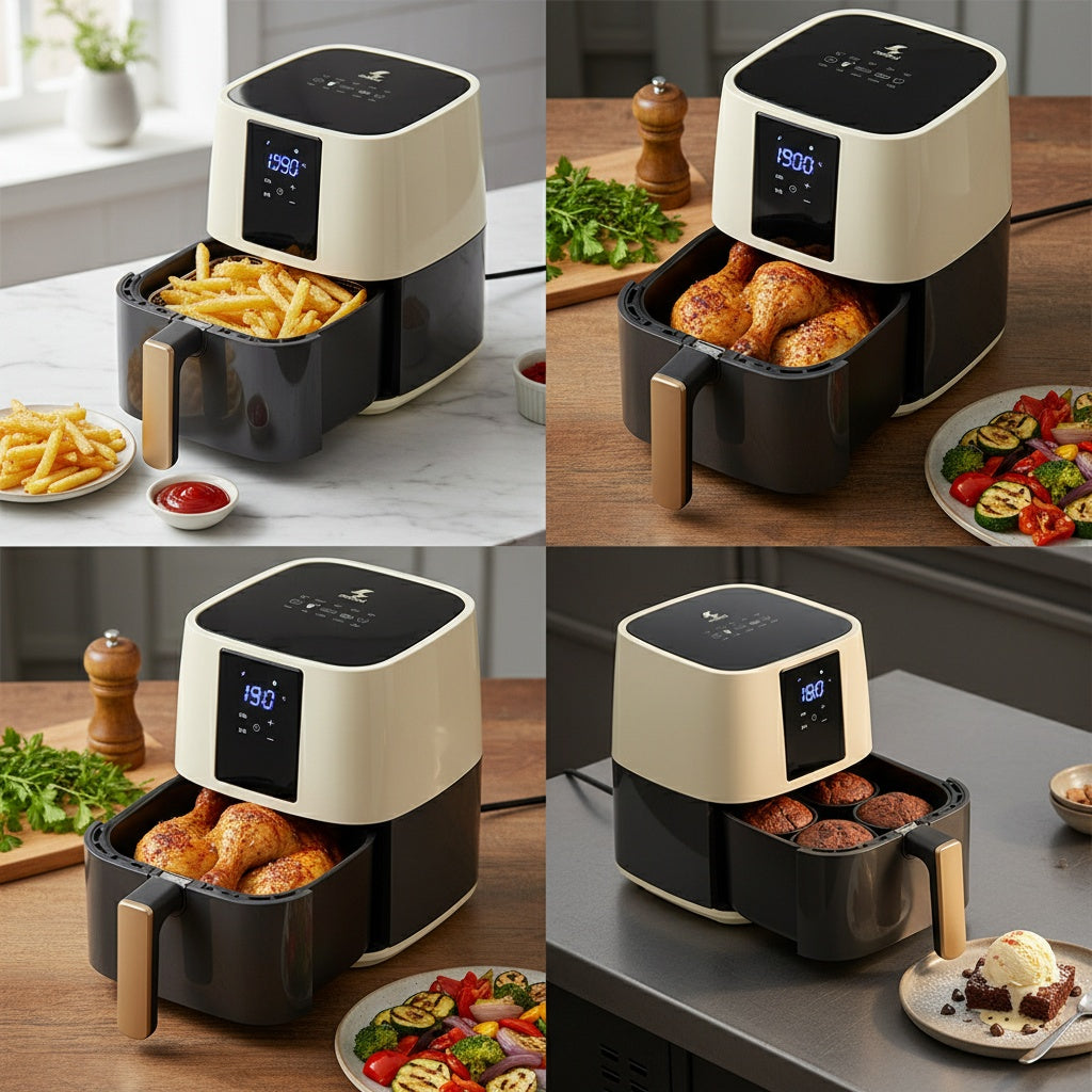 Friggitrice ad Aria Intelligente 7L 2000W – Schermo LED Touch, Cottura 360°, Senza Olio