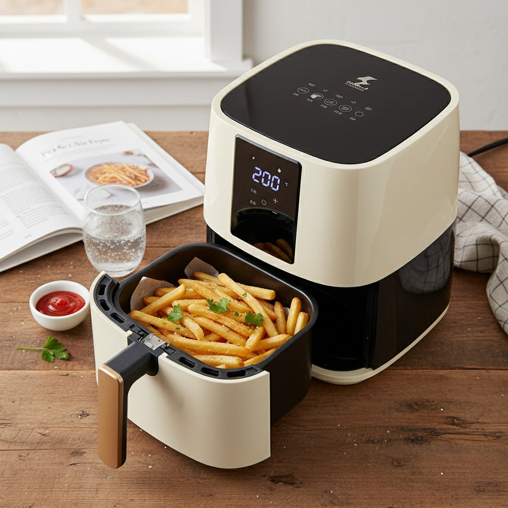 Friggitrice ad Aria Intelligente 7L 2000W – Schermo LED Touch, Cottura 360°, Senza Olio