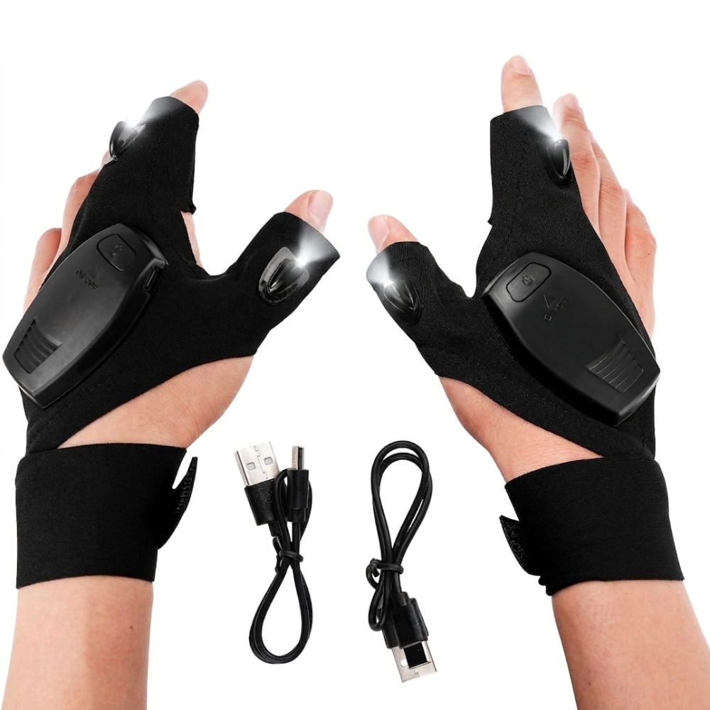 Guanti da Lavoro e Precisione con Luci LED Ricaricabili USB