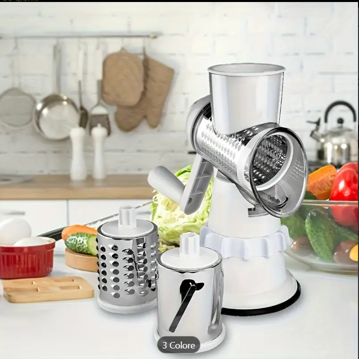 Affettatrice e Grattugia Rotativa Manuale da Cucina – Per Verdure, Frutta, Formaggi e Patate