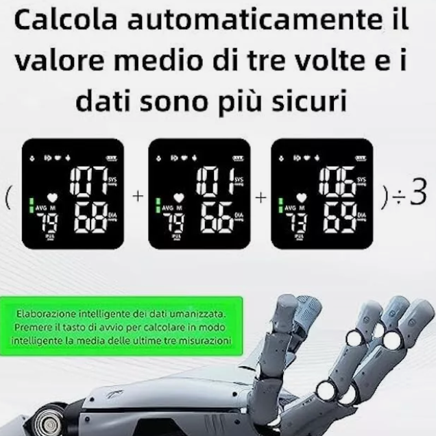 Misuratore di Pressione da Polso – Display LED HD Retroilluminato, Modalità Silenziosa, Funzione Vocale, Doppio Utente