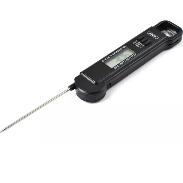 Termometro Digitale Alimentare – Sonda in Acciaio Inox Retrattile, Conversione °C/°F, Display Ampio