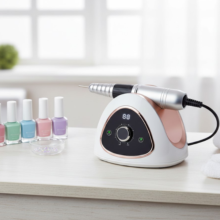 Fresa Unghie Professionale 45.000 RPM con Pedale – Levigatrice Elettrica per Manicure e Pedicure, Display Digitale, Uso Professionale e Domestico