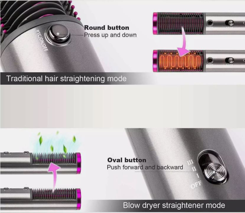 Spazzola Elettrica Lisciante 4in1 Chignon Piastra per Capelli Volumizzante
