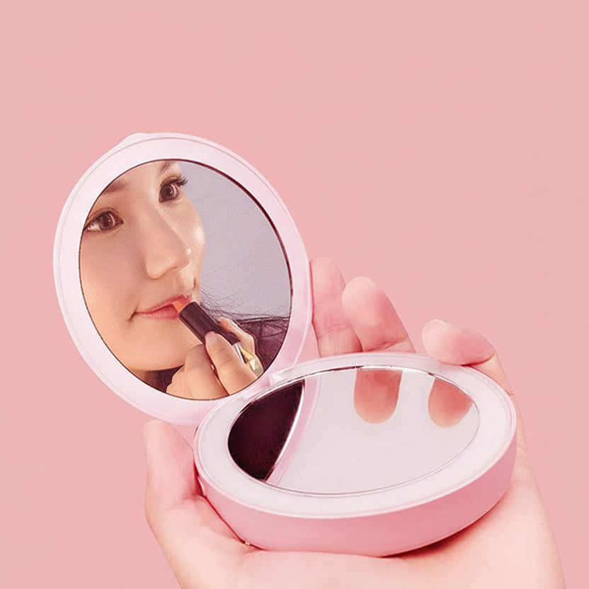 Specchio per Il Trucco Compatto con Luce a LED