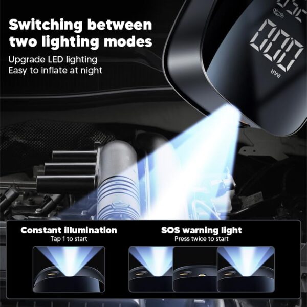 MINI COMPRESSORE ARIA PORTATILE 150 PSI – GONFIATORE RICARICABILE CON DISPLAY DIGITALE