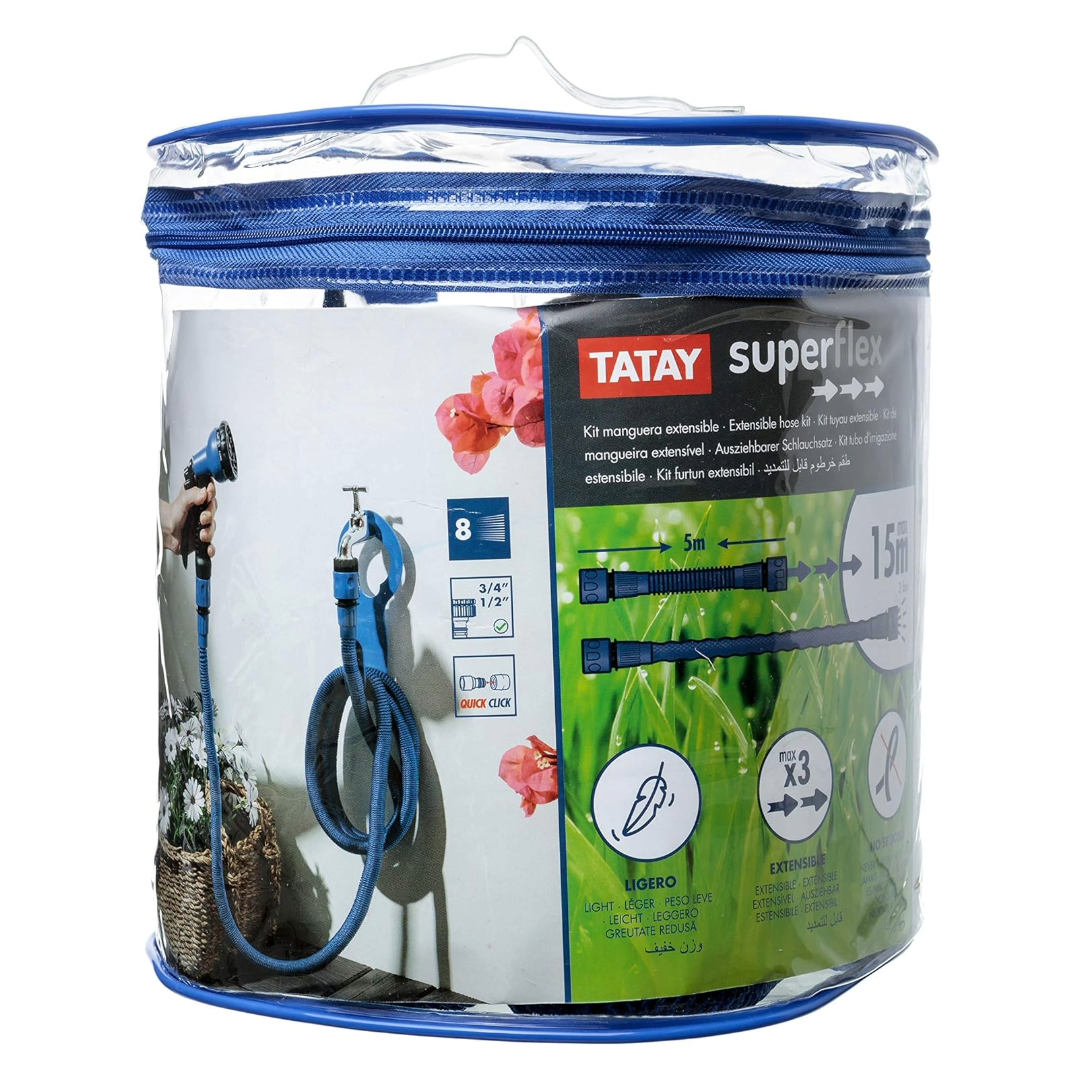 Tubo Estensibile Superflex 15m Blu con Pistola 8 Funzioni