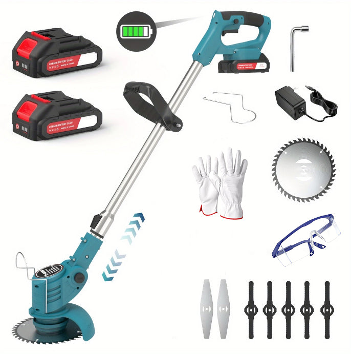 Kit Giardinaggio 4 in 1 – Motosega Elettrica 6" + Cesoia + Tagliarba + Soffiatore + 2 Batterie 88V al Litio Ricaricabili + Occhiali e Guanti