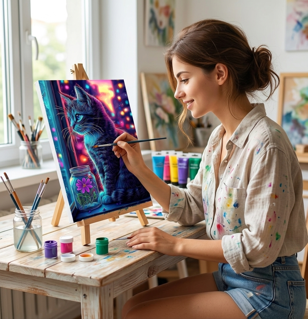 Kit di Pittura Guidata Tutto in Uno- Perfetto per Rilassarsi e Arredare Casa