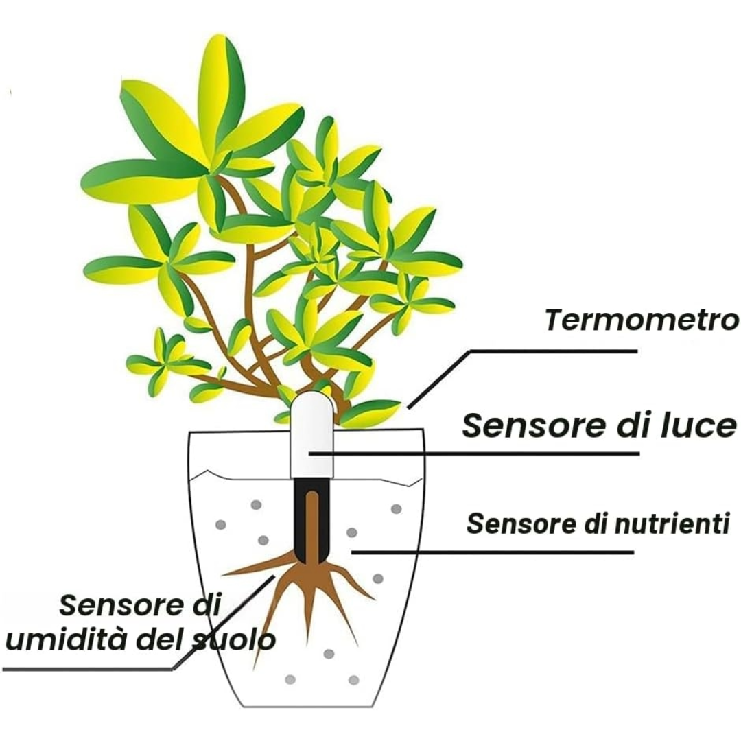 Sensore Piante Smart 4-in-1 Bluetooth Monitor Umidità e Fertilità