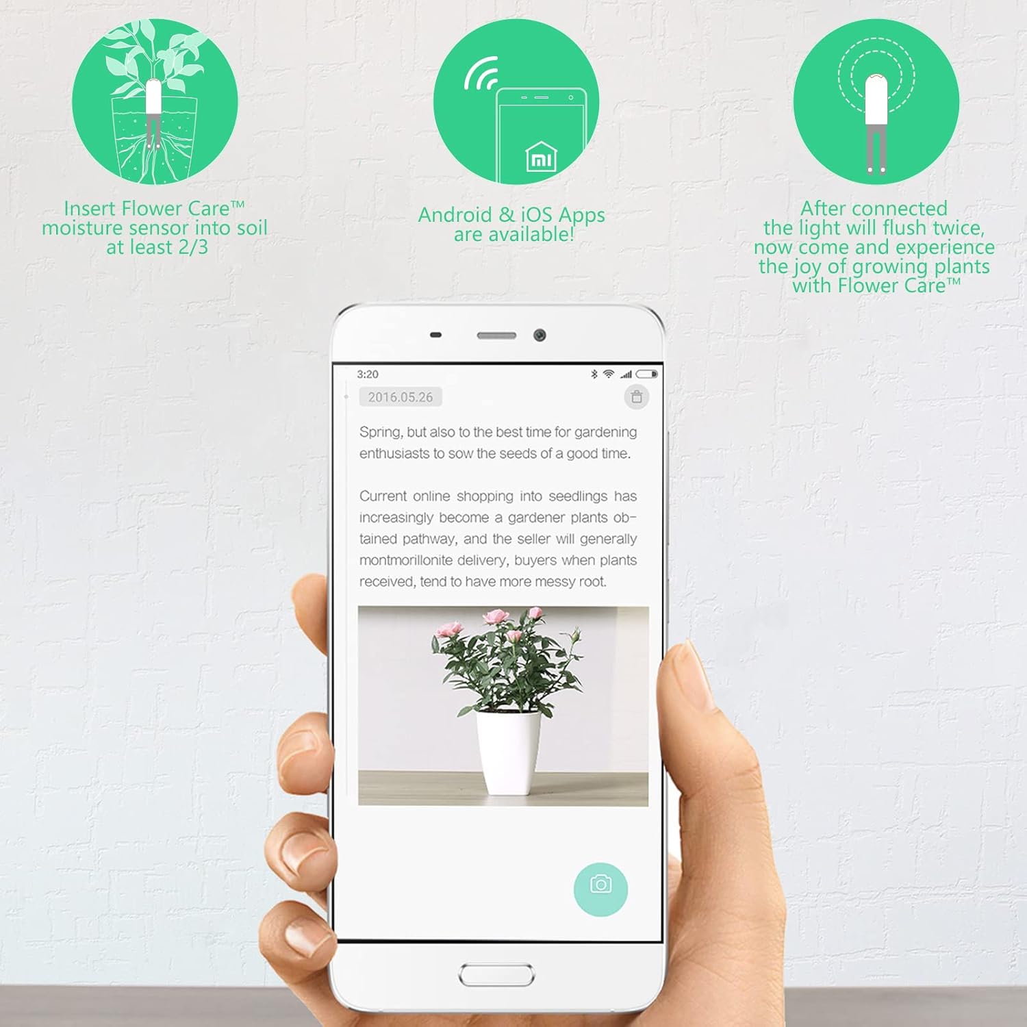 Sensore Piante Smart 4-in-1 Bluetooth Monitor Umidità e Fertilità