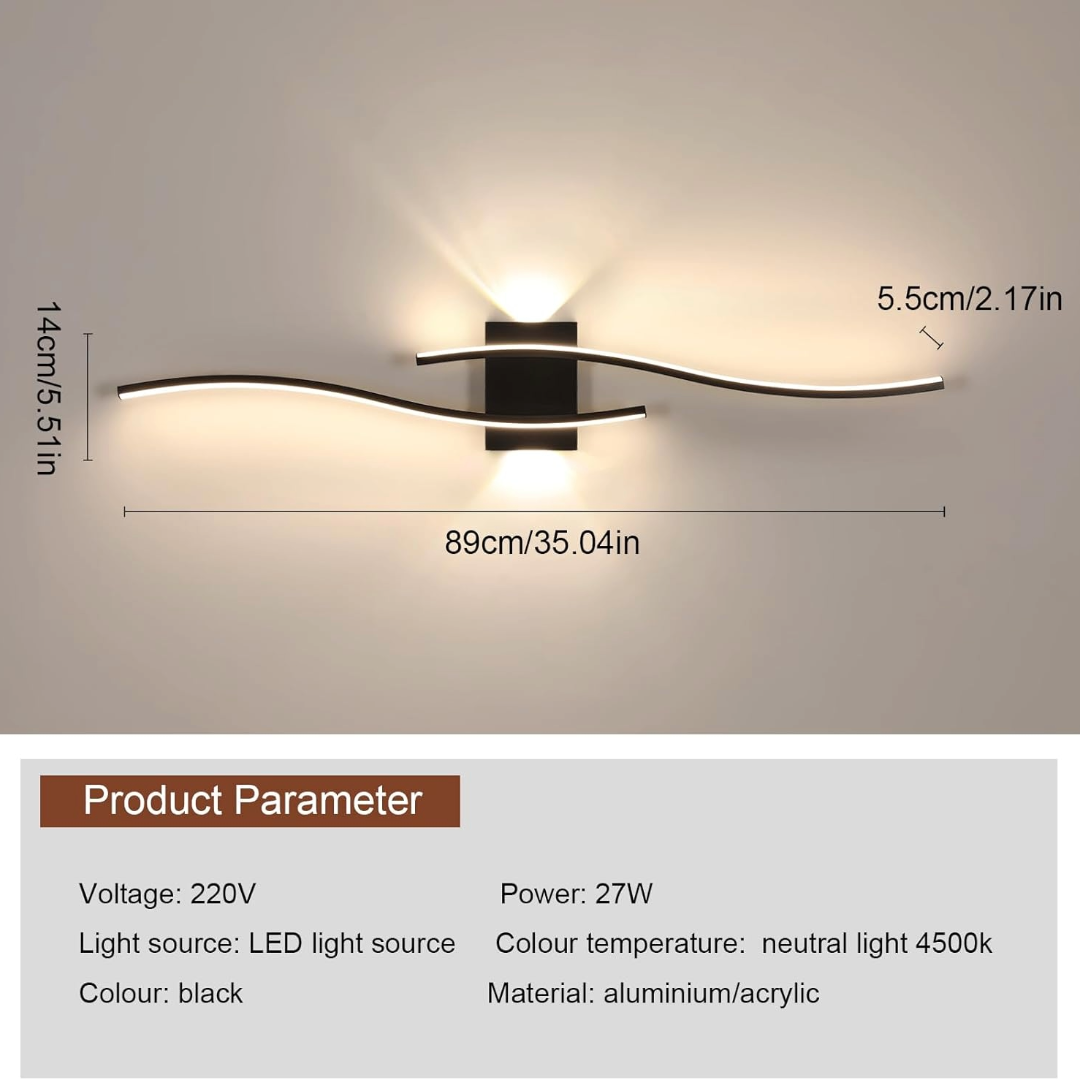 Applique da Parete LED Moderna a Linee Curve (27W - Luce Neutra)