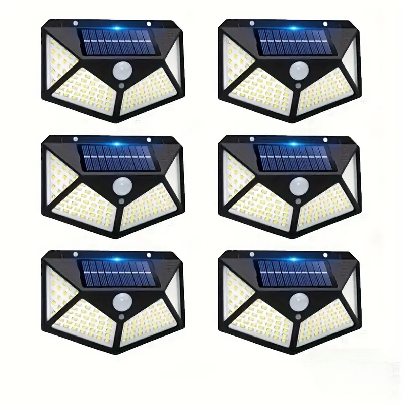 Kit 6 Luci Solari a LED con Sensore di Movimento – 100 LED, IP65, 270° di Copertura