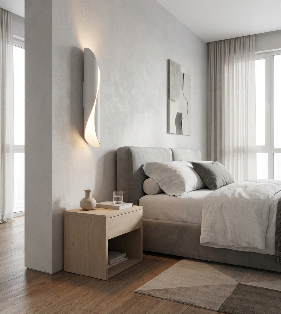 Applique Moderna da Parete E31-B - Lampada LED con Design Elegante (bianco)