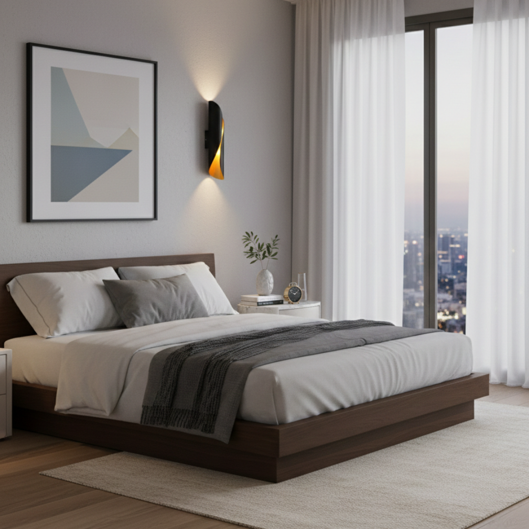 Applique Moderna da Parete - Lampada LED con Design Elegante (nero)