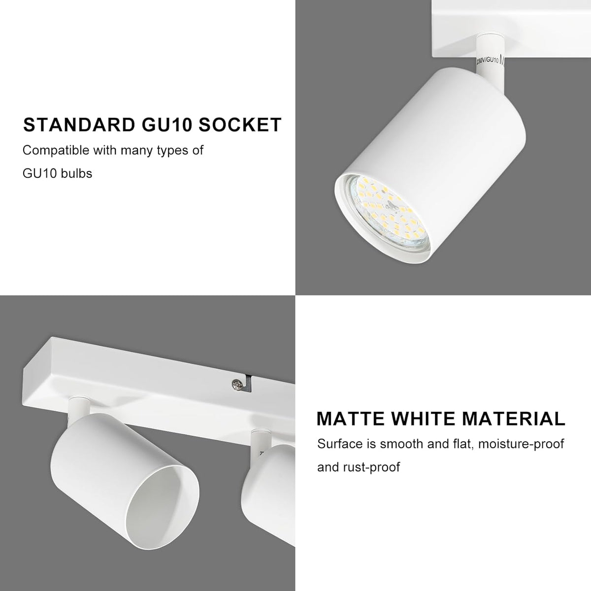 Barra Faretti Orientabili 4 Luci Moderno Plafoniera Soffitto Parete