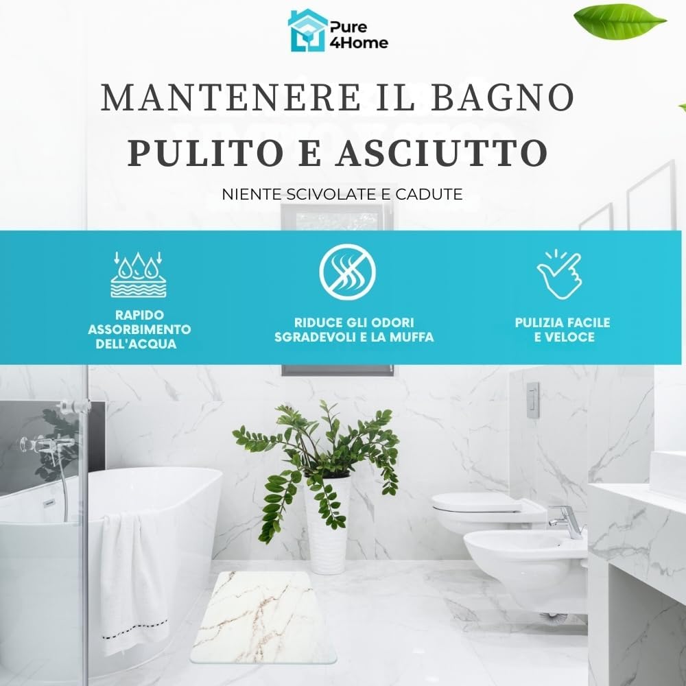 Tappeto Bagno Diatomite 60x39 - Pietra Naturale Antimuffa e Igienico