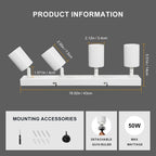 Barra Faretti Orientabili 4 Luci Moderno Plafoniera Soffitto Parete
