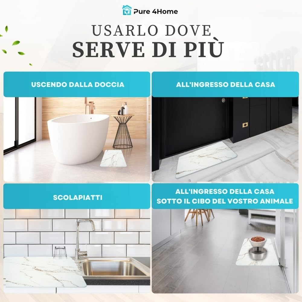 Tappeto Bagno Diatomite 60x39 - Pietra Naturale Antimuffa e Igienico