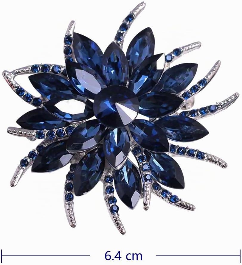 Spilla Elegante a Forma di Fiore con Cristalli Blu Brightness