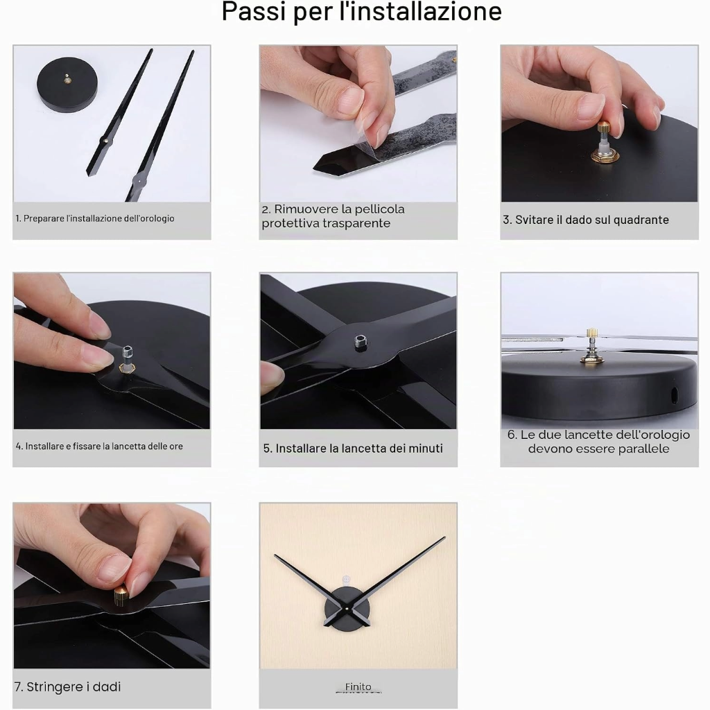 Orologio da Parete Grande Fai da Te con Lancette 3D