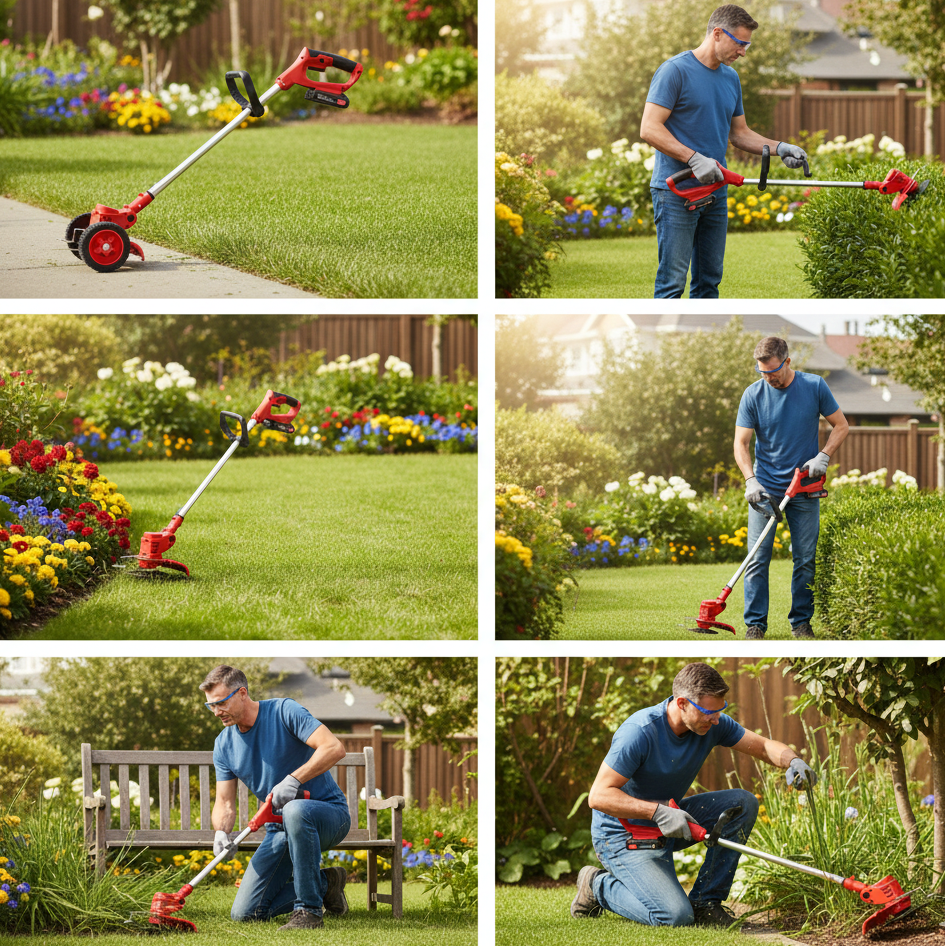 Tagliabordi/Decespugliatore Professionale a Batteria 48V | 3-in-1, Telescopico con 2 Batterie Incluse – Ideale per Giardino e Rifiniture