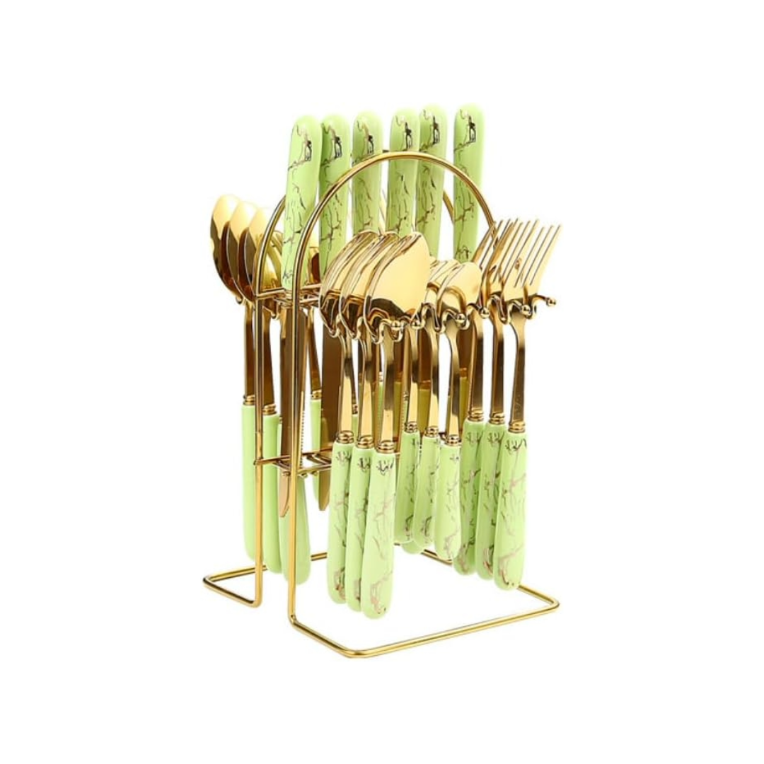 Set di Posate 24 Pezzi in Acciaio Inossidabile – Servizio per 6 Persone – Lucidatura a Specchio – Lavabile in Lavastoviglie - 5 colori