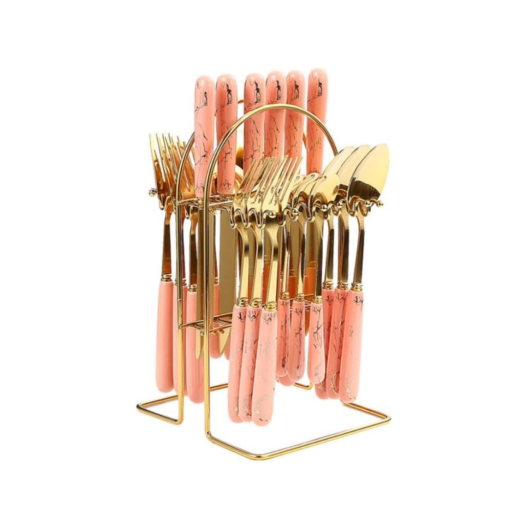 Set di Posate 24 Pezzi in Acciaio Inossidabile – Servizio per 6 Persone – Lucidatura a Specchio – Lavabile in Lavastoviglie - 5 colori