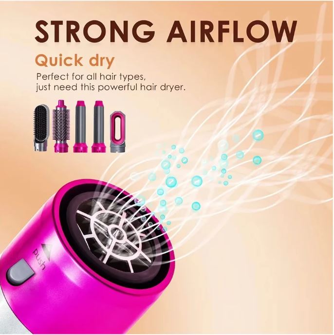 Asciugacapelli 5 in 1 con Spazzole Elettriche Intercambiabili per Styling Professionale