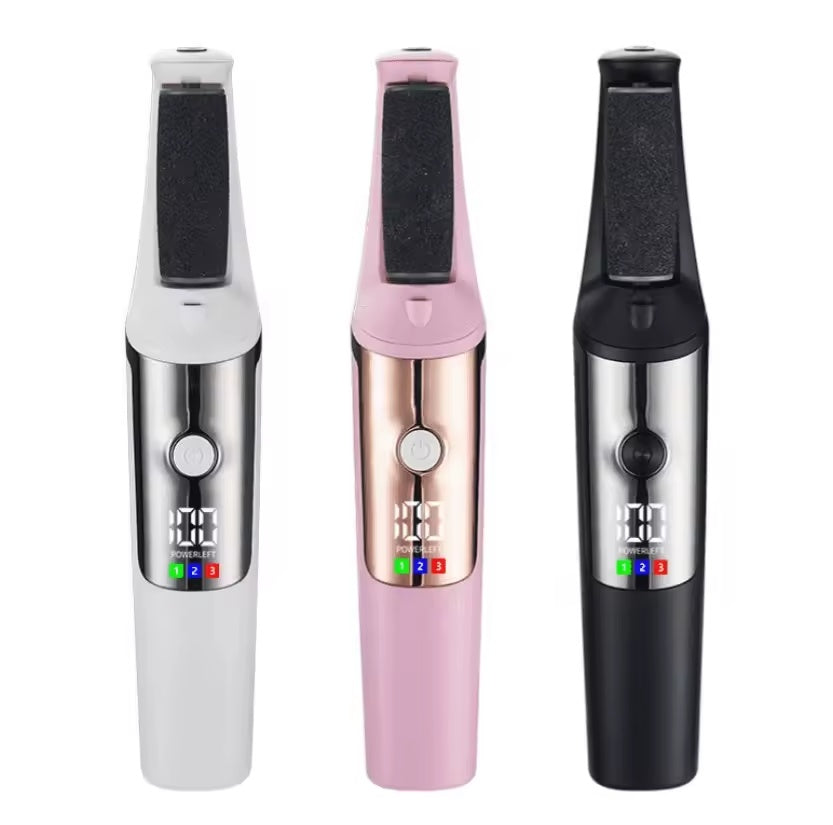 Pedicure Elettrico Professionale per Piedi – Lima Elettrica per Calli e Talloni – Rimuovi Pelle Morta – 3 Rulli Abrasivi – Display LED – Luce LED – Ricarica USB