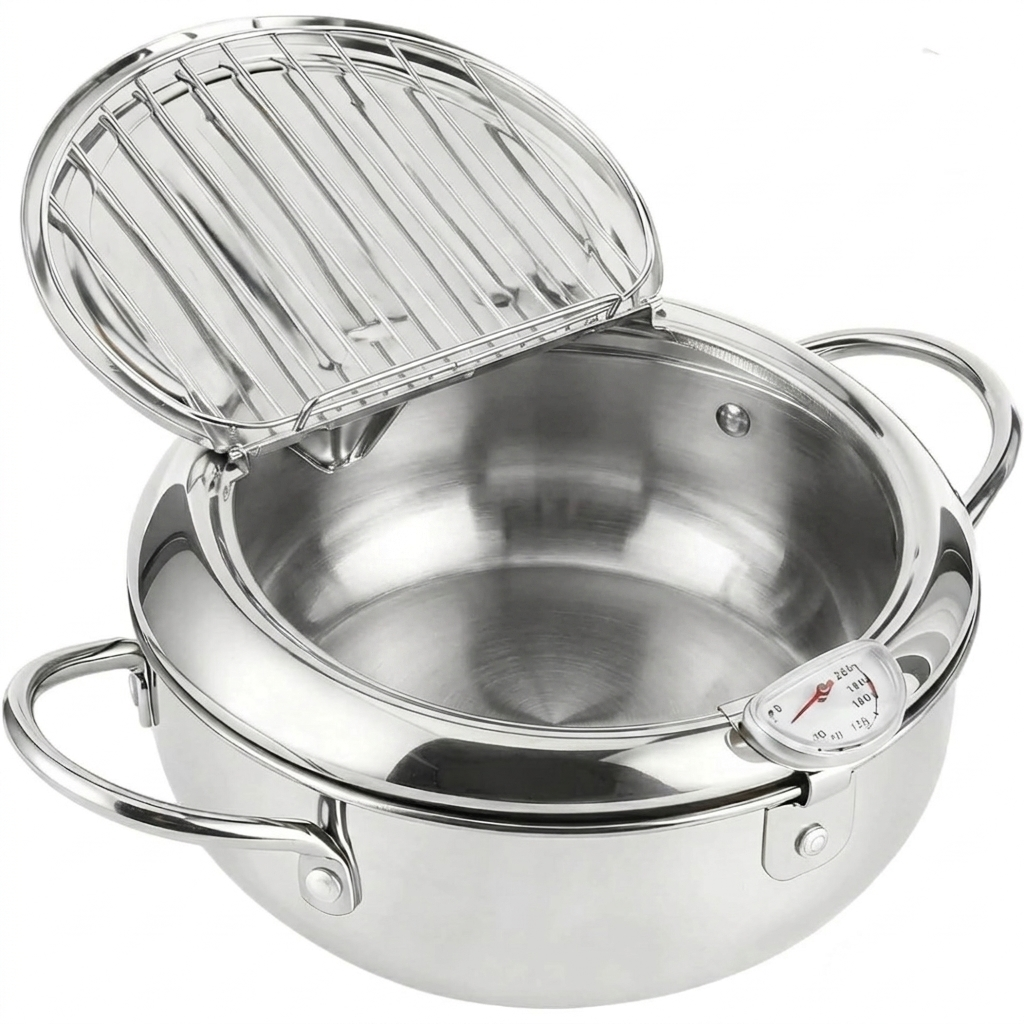 Pentola Friggitrice da 20cm per Induzione e Gas con Termometro