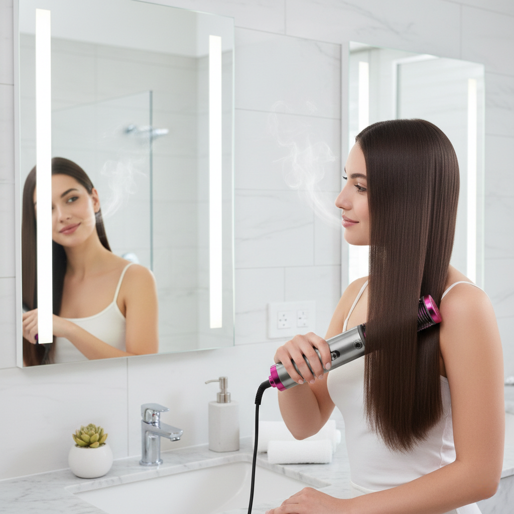 Spazzola Elettrica Lisciante 4in1 Chignon Piastra per Capelli Volumizzante