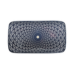 Piatto Piano Rettangolare in Ceramica Decorata – Mandala Blu e Bianco