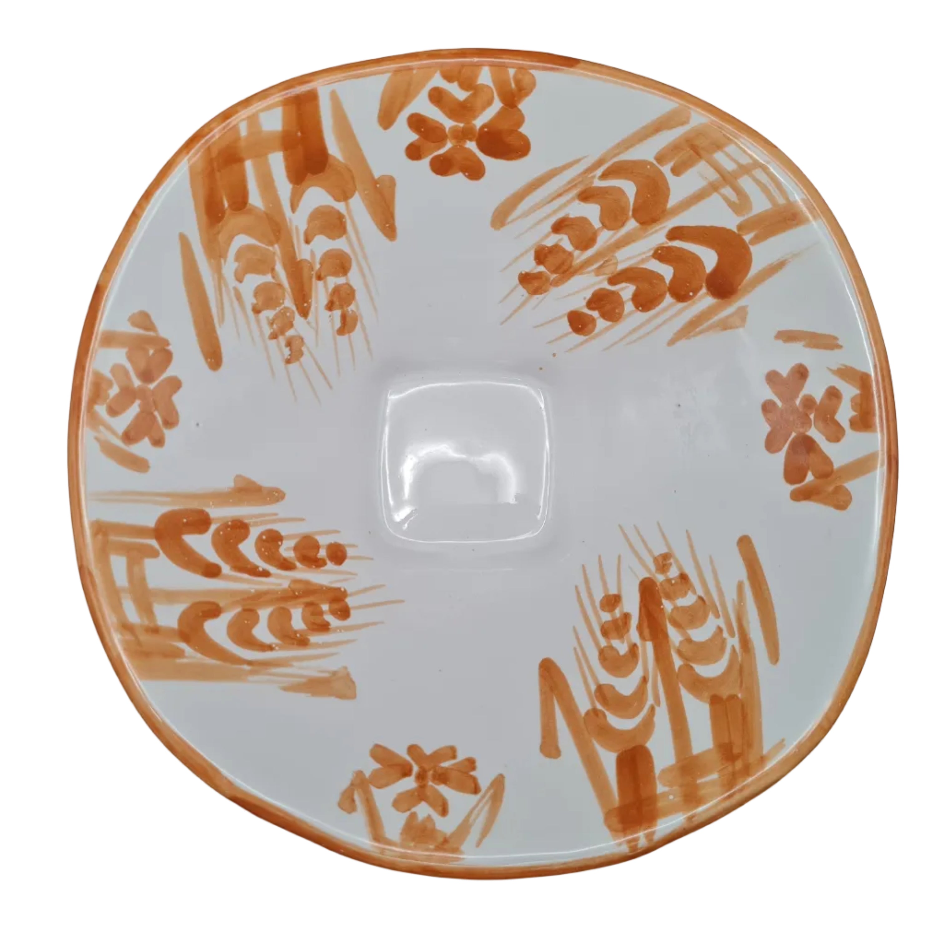 Centro Tavola Ceramica Dipinta a Mano 20cm - Fruttiera Rustica Spighe e Fiori