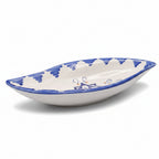 Vassoio Centrotavola Ceramica Artistica Foglia - Decorato a Mano Blu Cobalto
